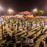 留学生と共に参加本場鶴崎踊大会