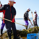 水質日本一を目指し 中学生と共に水草回収